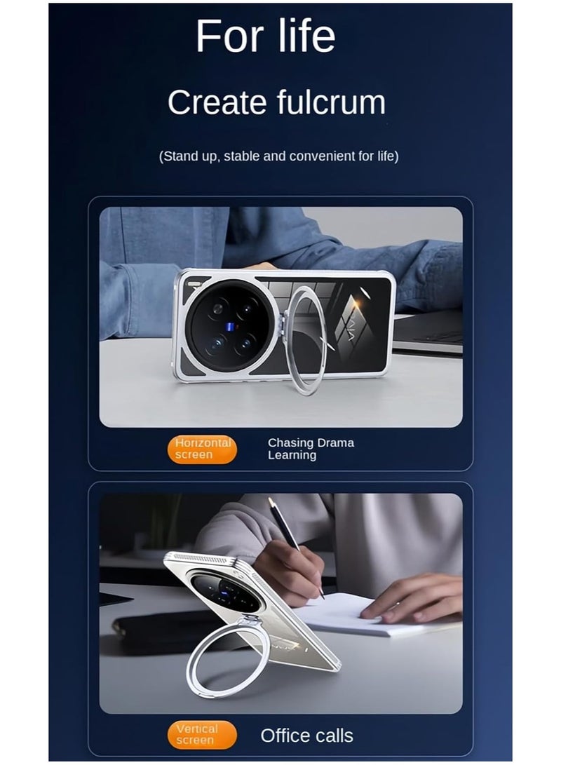 Case Compatible VIVO X200 Pro, Slim Transparent Hard Back Phone Case with Glass Camera Lens Holder Cover with Cooling Frame - Image 3