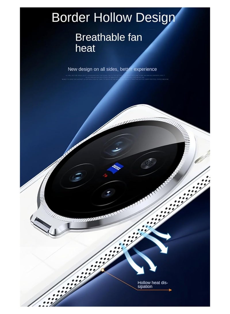 Case Compatible VIVO X200 Pro, Slim Transparent Hard Back Phone Case with Glass Camera Lens Holder Cover with Cooling Frame - Image 5