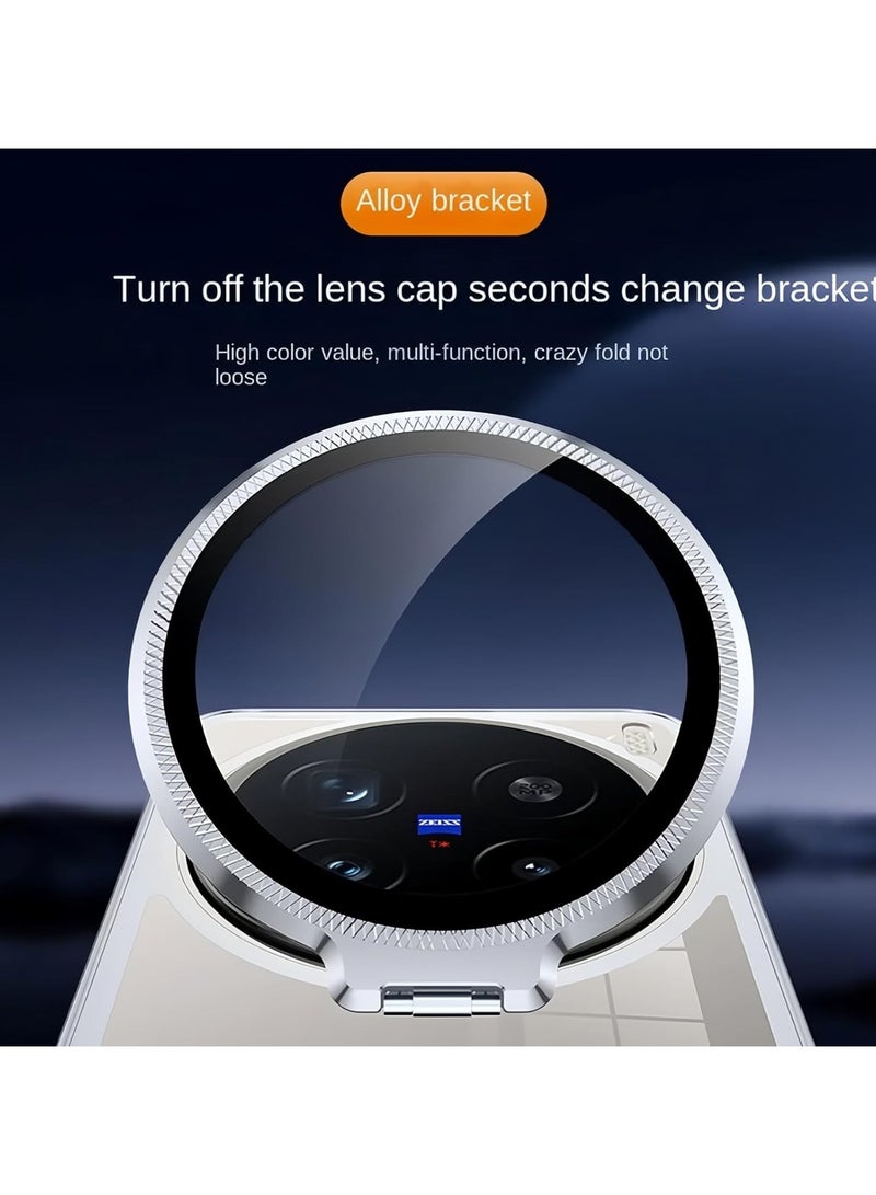 Case Compatible VIVO X200 Pro, Slim Transparent Hard Back Phone Case with Glass Camera Lens Holder Cover with Cooling Frame - Image 2