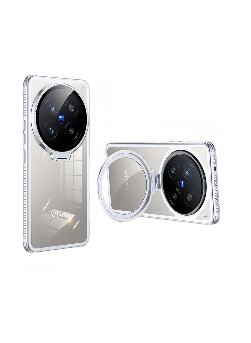 Case Compatible VIVO X200 Pro, Slim Transparent Hard Back Phone Case with Glass Camera Lens Holder Cover with Cooling Frame - Image 1