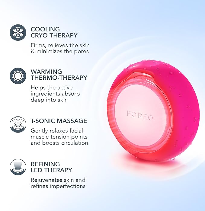FOREO UFO 35in1 Full Facial LED Mask Treatment Deep Moisturiser Anti Aging Face Mask Beauty Thermotherapy Cryotherapy Face Massager Pearl Pink - Image 3