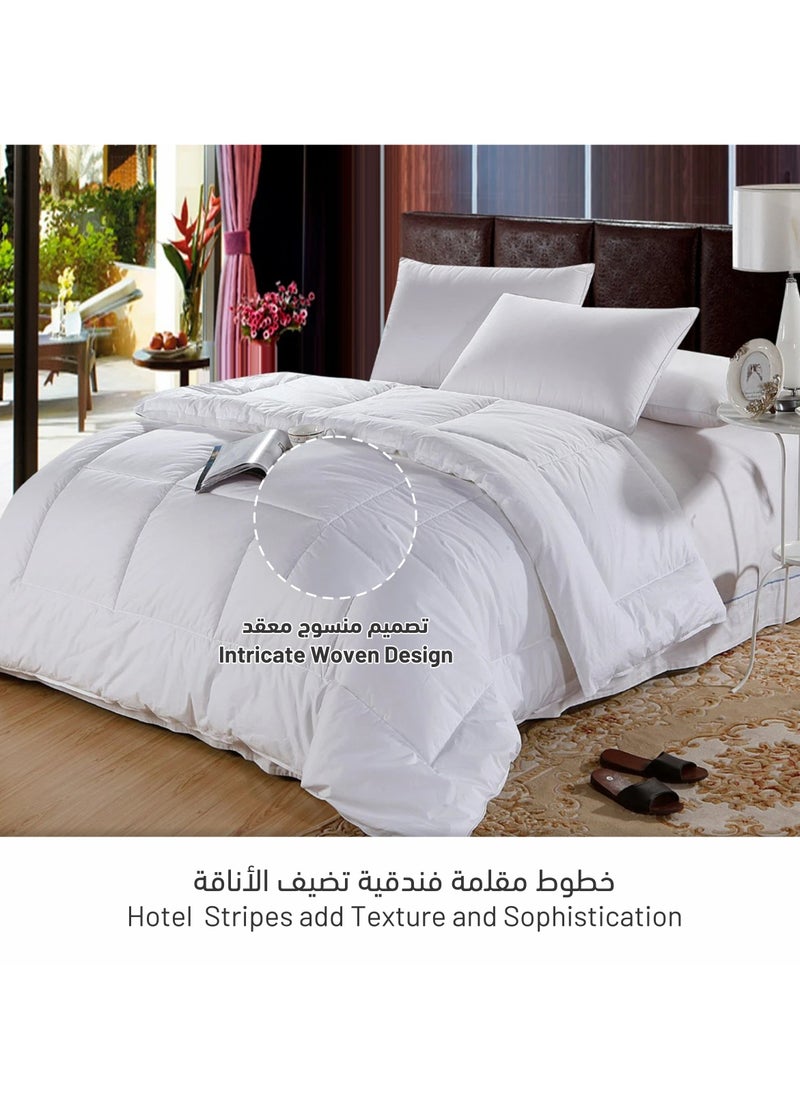 Donetella - Hotel Comforter 6 Pcs King Size Bed Fits (200 x 200 Cm) All Season Microfiber Plain Squares Box Quilting With Down Alternative Filling, White - Image 1