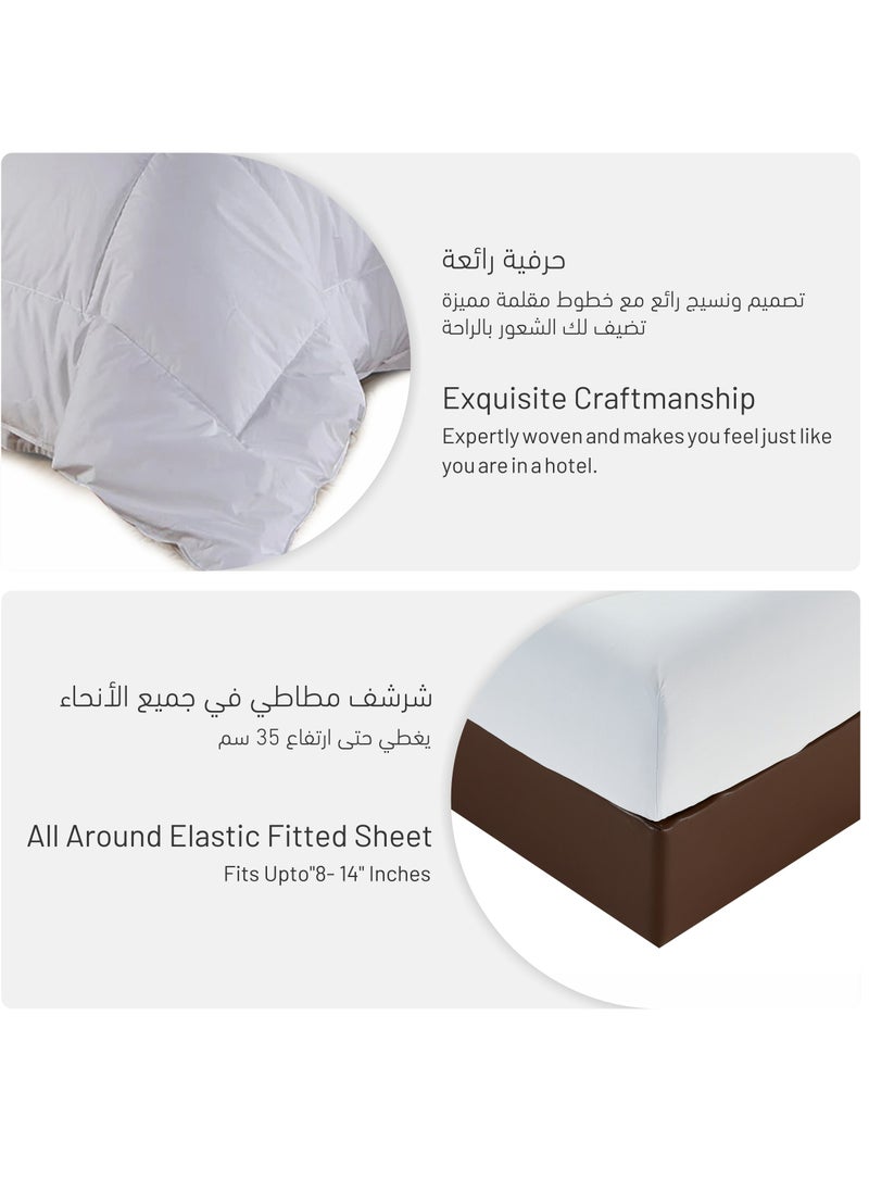 Donetella - Hotel Comforter 6 Pcs King Size Bed Fits (200 x 200 Cm) All Season Microfiber Plain Squares Box Quilting With Down Alternative Filling, White - Image 1