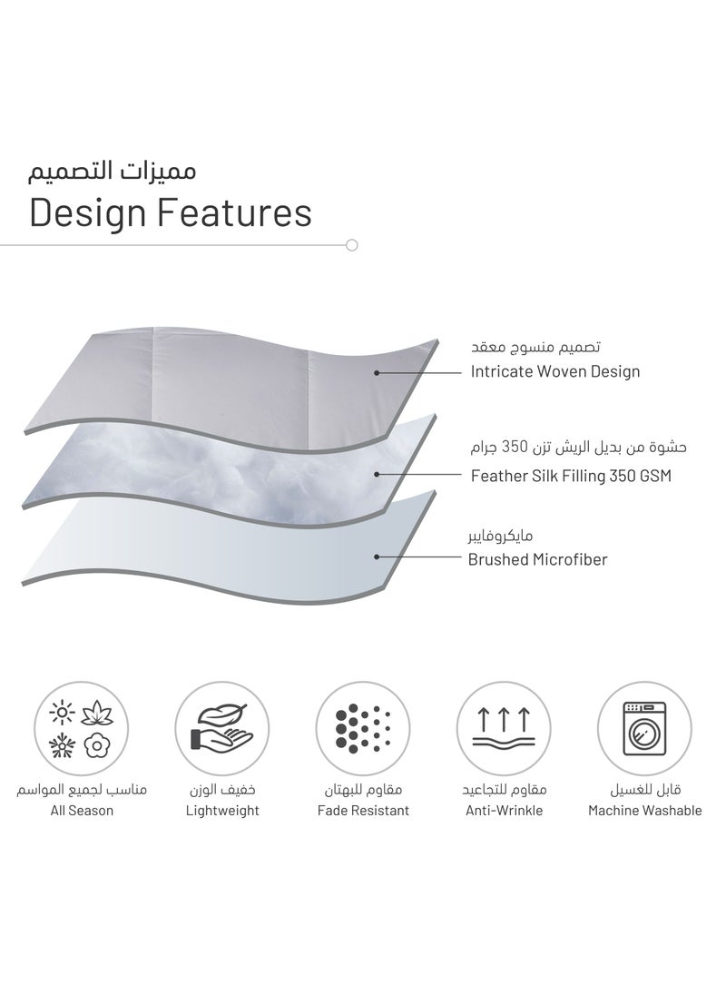Donetella - Hotel Comforter 6 Pcs King Size Bed Fits (200 x 200 Cm) All Season Microfiber Plain Squares Box Quilting With Down Alternative Filling, White - Image 1