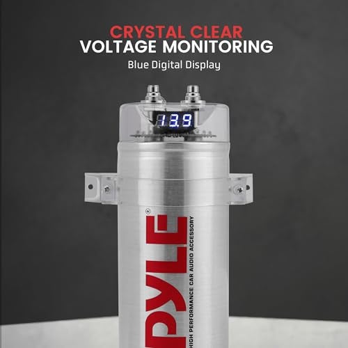 Pyle 6.0 Farad Digital Power Capacitor - High-Performance Car Audio Accessory with Blue Digital Display Voltage Readout Over Voltage Protection Mounting Hardware DC 12-24V - Image 3