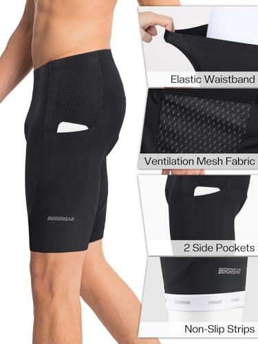 BERGRISAR Men's Cycling Shorts 4D Padded Bike Shorts Biking Bicycle Shorts with Pockets Black Large - Image 5