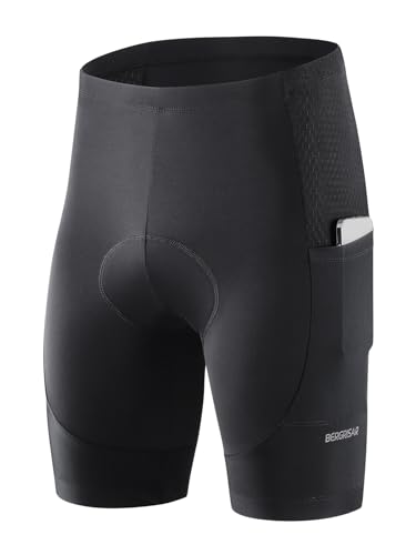 BERGRISAR Men's Cycling Shorts 4D Padded Bike Shorts Biking Bicycle Shorts with Pockets Black Large - Image 1