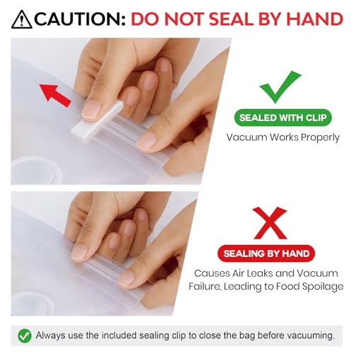 AOSKI Reusable Vacuum Sealer Bags for Food: 20Pcs (8.66 * 8.27in) BPA-Free Vacuum Seal Bags with Air Valve & 5 Seal Clips, Plastic Food Storage Bags, Microwaveable Zipper Bags for Kitchen Save Meal Prep - Image 2