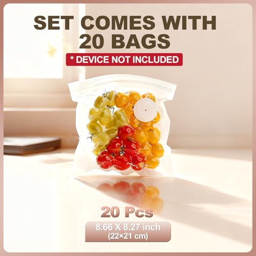 AOSKI Reusable Vacuum Sealer Bags for Food: 20Pcs (8.66 * 8.27in) BPA-Free Vacuum Seal Bags with Air Valve & 5 Seal Clips, Plastic Food Storage Bags, Microwaveable Zipper Bags for Kitchen Save Meal Prep - Image 3