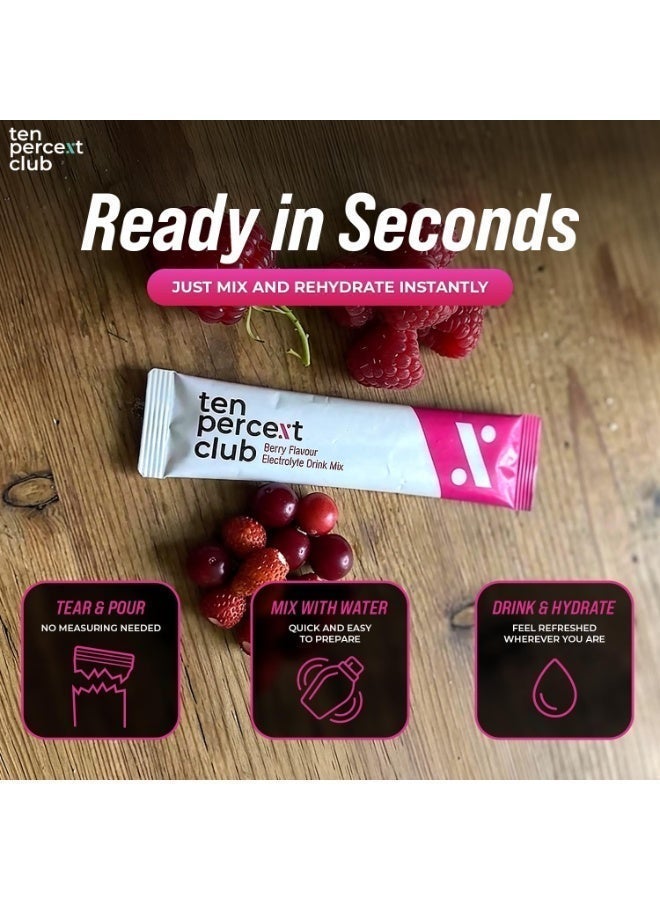 Ten Percent Club Electrolytes Powder Drink Mix (Mixed Berries) - 28 Sachets (28 to 56 Servings) | Coconut Water Powder, Celtic Sea Salt | Easy to Mix, Vegan Mixed Berries Flavoured Electrolytes Drinks | Mixed Berries Electrolytes Sachets by Ten Percent Club - Image 5
