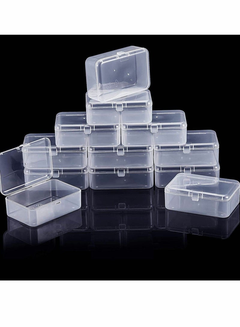 SOLARAE 12 Pack Clear Plastic Beads Storage Containers Box with Hinged Lid for Beads and More, Mini Plastic Storage Containers with Lids for Small Items and Other Craft Projects Rectangular - Image 2