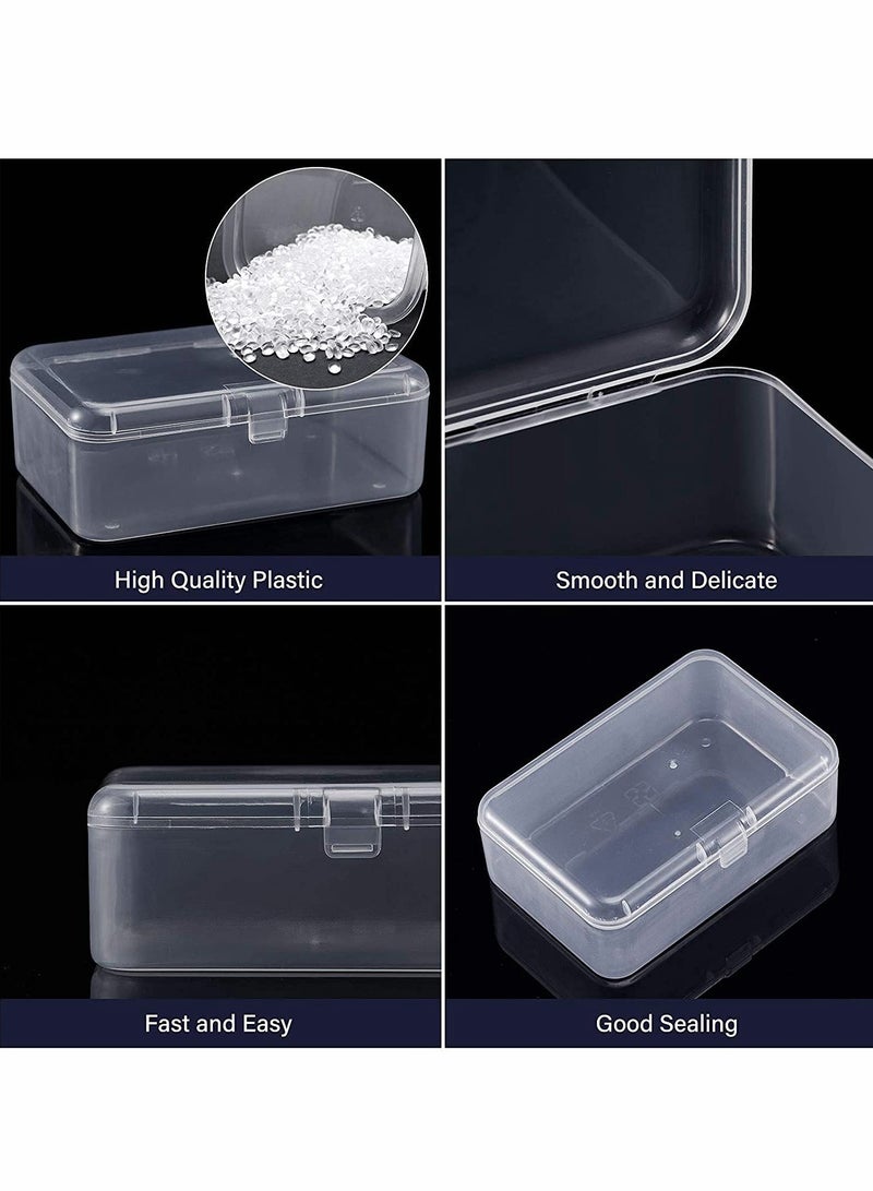 SOLARAE 12 Pack Clear Plastic Beads Storage Containers Box with Hinged Lid for Beads and More, Mini Plastic Storage Containers with Lids for Small Items and Other Craft Projects Rectangular - Image 3