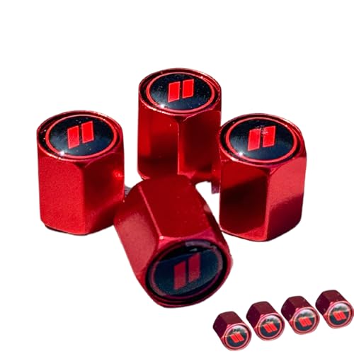 TACTILIAN Red Tire Valve Stem Caps for Dodge Tire Valve 4 Pack | Leakproof Aluminum Tire Valve Caps with Rubber O-Ring Compatible with Dodge Valve Stem Caps for Challenger, Charger, Ram, Durango - Image 1