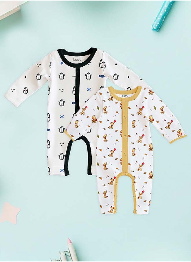 LUAY 100% Cotton Full Sleeves Baby Romper,Sleepsuit for Baby Girls & Boys _(Pack of 2) 18-24 M  - Image 1