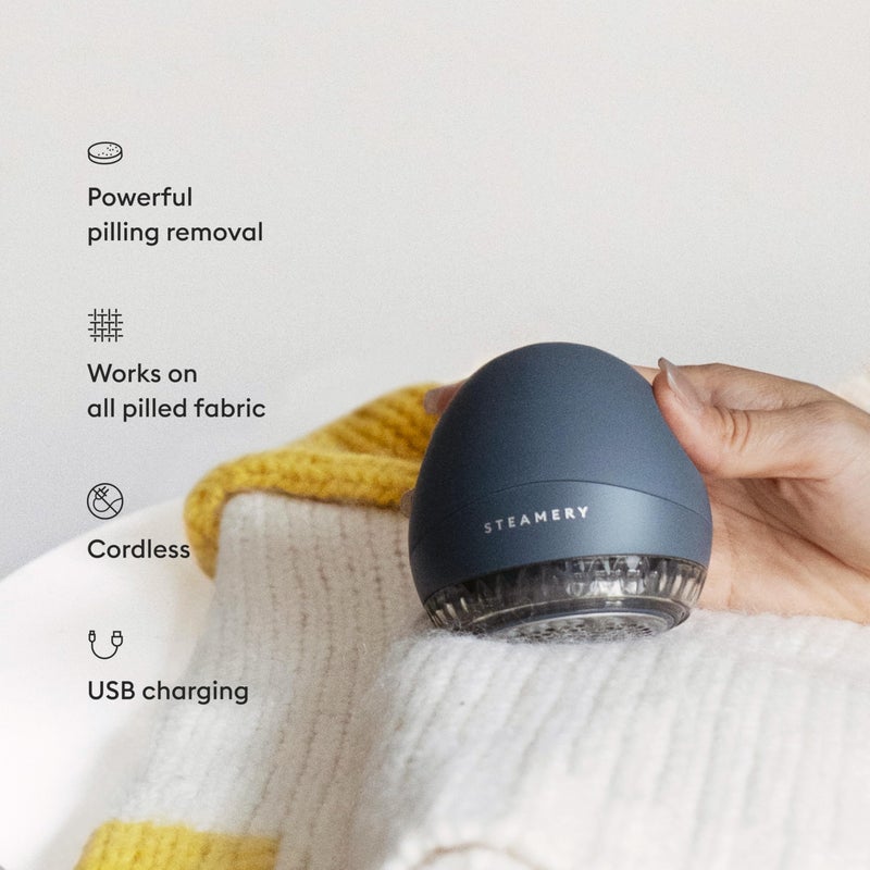 Steamery Fabric Shaver Pilo 1, Lint Remover for Pills and Bobbles, 5W, Portable, Rechargeable, Ergonomic, Scandinavian Design, Blue - Image 2