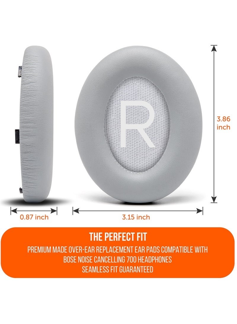كيلا وسائد أذن بديلة لسماعات الرأس Bose 700 المزودة بخاصية إلغاء الضوضاء (NC700) مصنوعة من جلد البولي يوريثان الناعم، وإسفنج الذاكرة الفاخر، وسمك إضافي، ووسائد أذن فائقة المتانة (رمادي) - Image 4