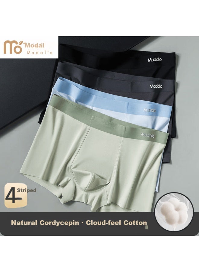 Modal Men's Underwear Pure Cotton 10a Antibacterial Breathable Loose Boxer Shorts With Cordyceps Care - Image 1