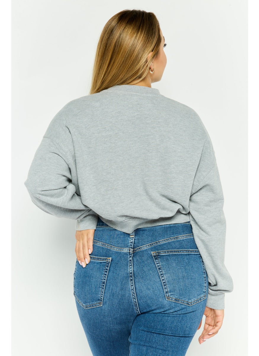 Levi's - Women Crew Neck Long Sleeve Brand Logo Sweatshirt, Grey - Image 1
