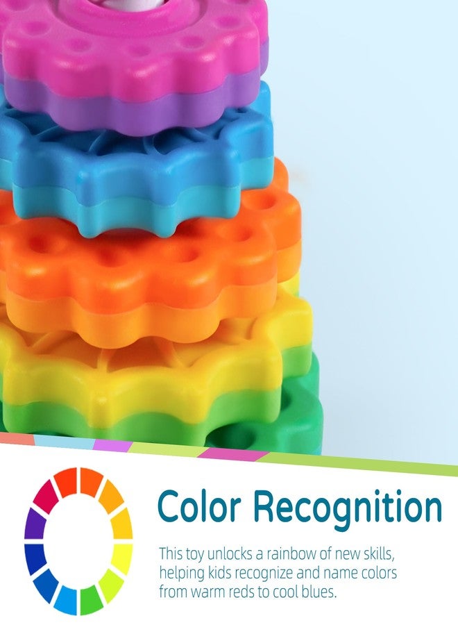 LiKee Portable Fidget Spinning Stacking Toys for Baby 18+ Months, Toddlers 1-3, Kids, Adult, Rainbow Tower Montessori Toys for Travel, Autism Sensory Learning Toy and Stress Relief - Image 3