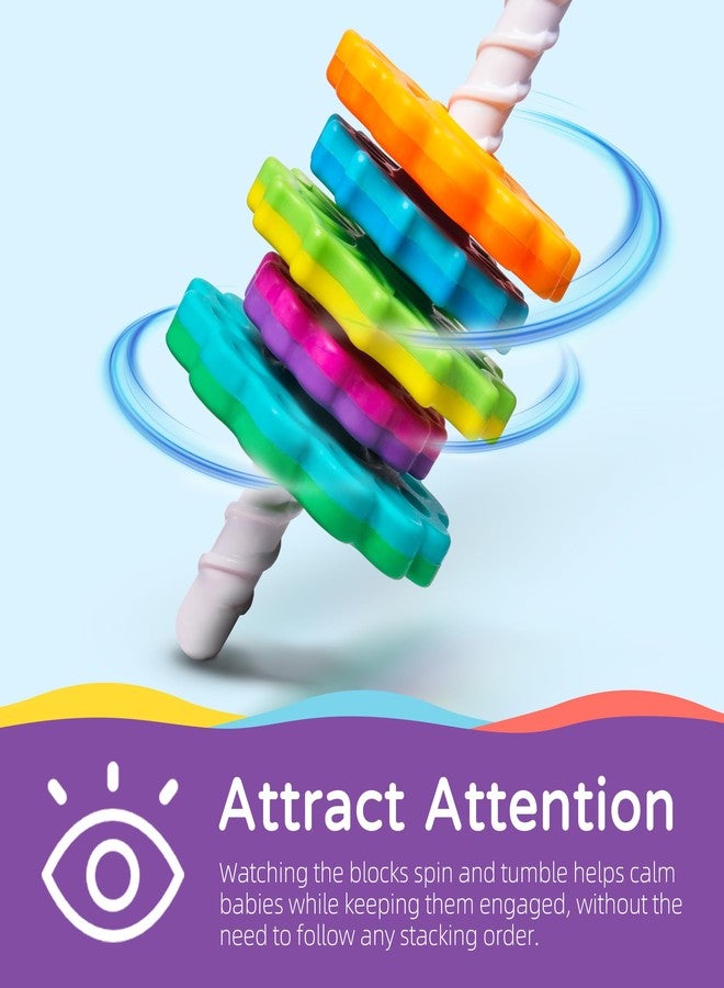 LiKee Portable Fidget Spinning Stacking Toys for Baby 18+ Months, Toddlers 1-3, Kids, Adult, Rainbow Tower Montessori Toys for Travel, Autism Sensory Learning Toy and Stress Relief - Image 4