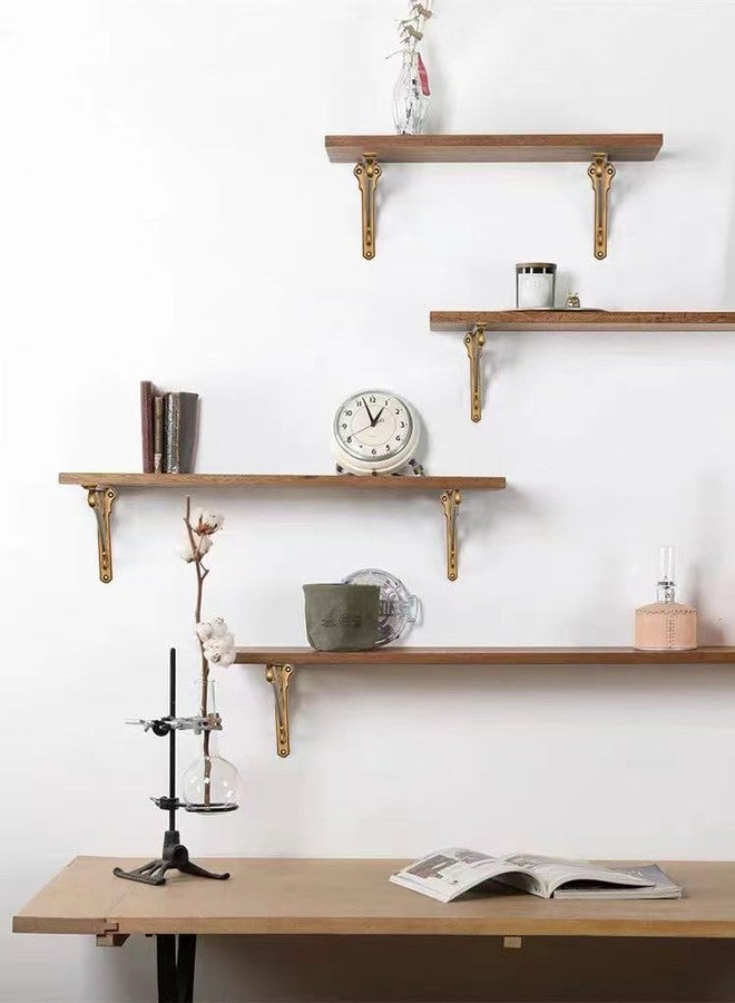 CABDM Decorative Shelf Bracket 8 inch, Antique Brass Shelf Brackets for Shelving, Heavy Duty Vintage, DIY Projects, Hardware Included, 4 Pack, 7.87x5.6x1.73 inch,Baroque Style - Image 3
