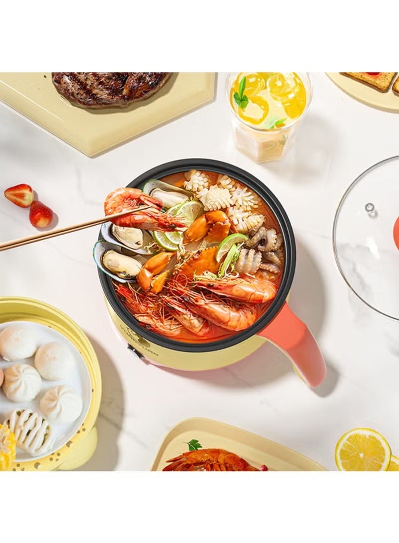 Gasin 1.8L Multi-Functional Mini Electric Cooker, 300–600W Portable Travel Hot Pot & Frying Pan with Ceramic Inner Pot – Quick Noodle Cooker for Steaks, Eggs, Soup, and More - Image 2