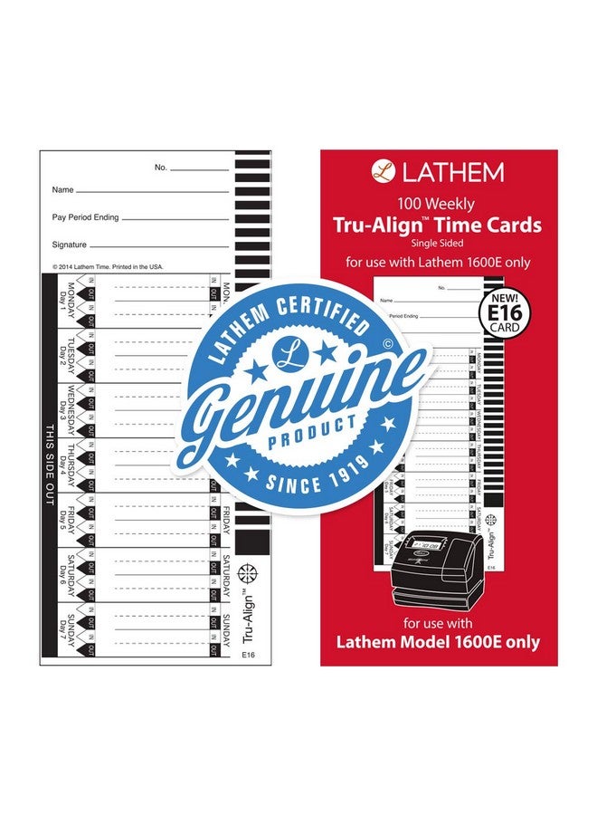 لاثيم بطاقات الوقت Trualign E16 لـ 1600E أسبوعيًا، جانب واحد، 4 × 9 بوصة، صندوق أبيض مكون من 100 (E16100) - Image 2