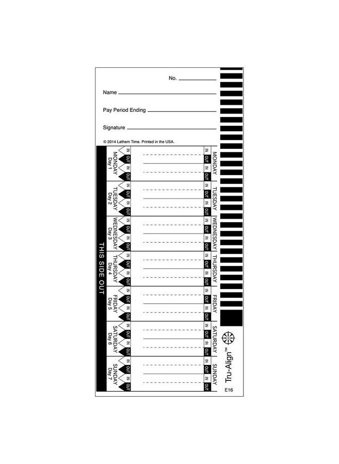 Trualign E16 Time Cards For 1600E Weekly 1Sided 4" X 9" White Box Of 100 (E16100) - pzsku/ZDE8D67A57FACD3AF80C7Z/45/_/1721982508/40128ce9-4441-4ccc-9684-5c1659d1efe1