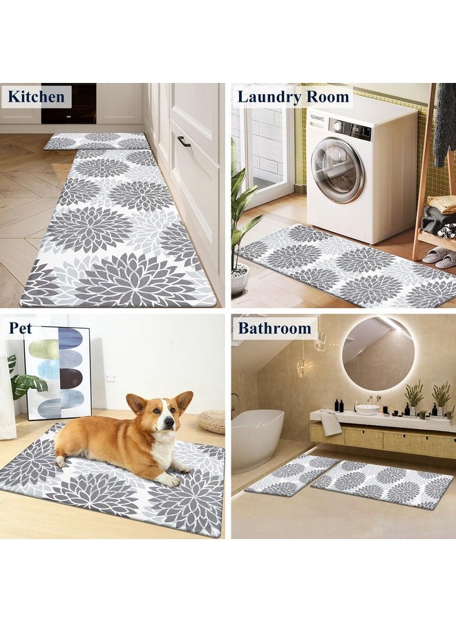 هيبي مجموعة سجاد مطبخ HEBE المضادة للتعب مكونة من قطعتين سجاد مطبخ غير قابل للانزلاق للأرضية سجاد مطبخ مبطن وسجادات مقاومة للماء مريحة للمطبخ والمكتب المنزلي والحوض وغرفة الغسيل - Image 2