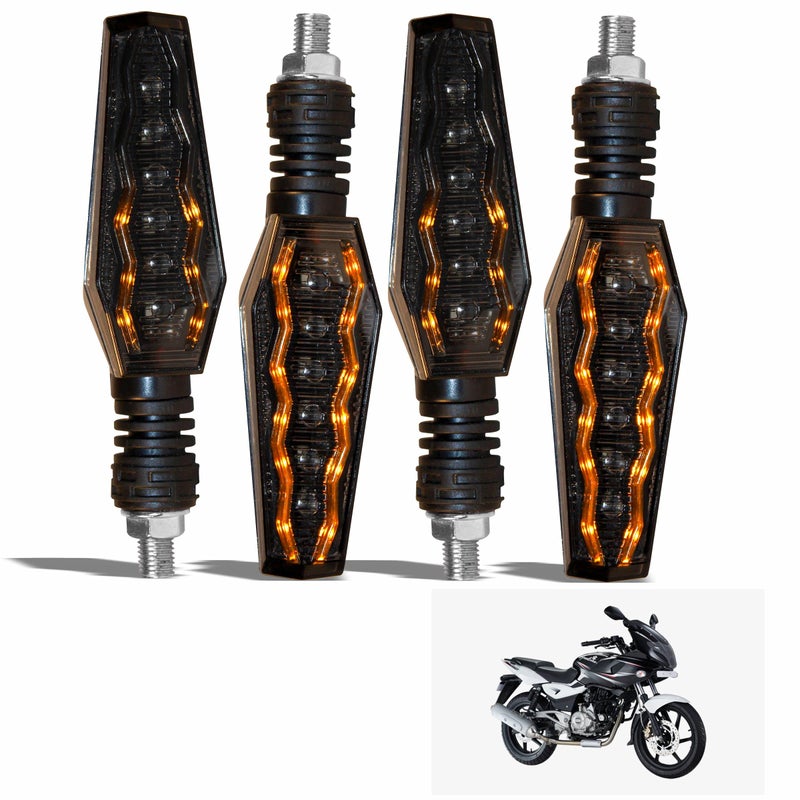 Asryd 12V Sleek Style Bike Led Indicators Amber Color Running Light with Blue DRL- Waterproof (Amber+Blue) For Bajaj Pulsar 220 F (Set of 4 Pcs), Black - Image 4