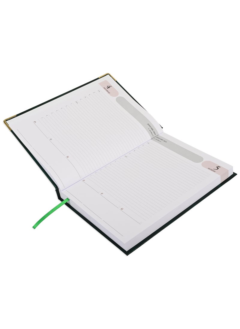 FIS FIS Agenda Diary 2025 (English) 1-Side Padded, Gold Corners, Green - FSDI75EVG25GR  - Image 2