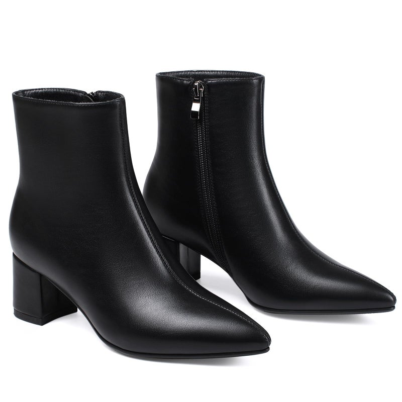 Abbleet Women's Ankle Boots Pointed Toe Chunky Block Heel Short Boots for Women Low Heeled Bootiesï¼ˆBlack,6ï¼‰ - Image 5