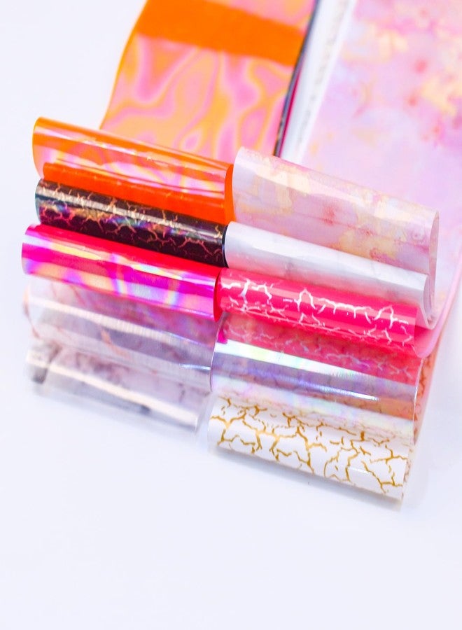 JERCLITY 10 Rolls Marbling Nail Foil Transfer Sticker Kit Holographic Aurora Nail Foil Sheets Marbled Foil Nail Art Decals Laser Nail Foil Transfer Stickers Foil Nail Wraps for Foil Nail Art - Image 3