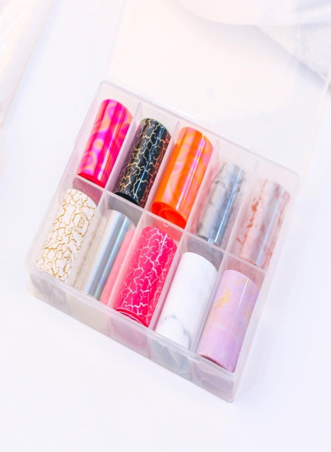 JERCLITY 10 Rolls Marbling Nail Foil Transfer Sticker Kit Holographic Aurora Nail Foil Sheets Marbled Foil Nail Art Decals Laser Nail Foil Transfer Stickers Foil Nail Wraps for Foil Nail Art - Image 2