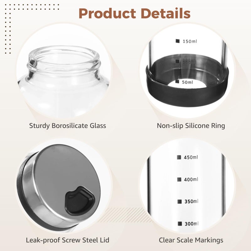 Homaisson 2 Pcs Large Salt and Pepper Shakers, 500ml Glass Spice Bottles with Adjustable Pour Holes, Spice Dispensers with Non-Slip Silicone Bases, Seasoning Jars with Rotating Steel Lids for - Image 4