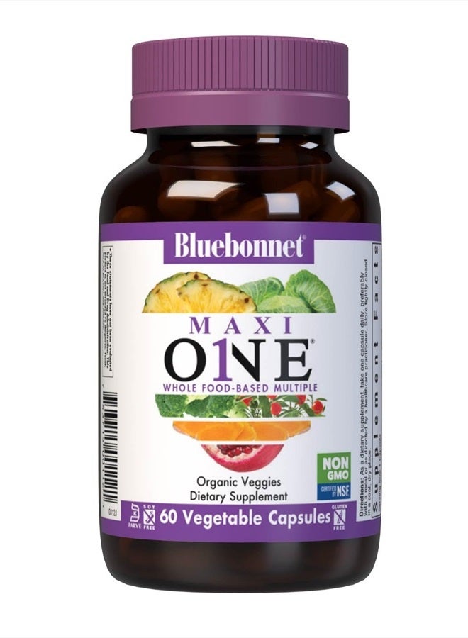 Bluebonnet Nutrition Maxi One (with Iron), Whole Food Multiple, Enzymes, Energy, Vitality, Gluten & Dairy & Soy Free, Kosher, Vegetarian Friendly, Non-GMO, 2 Month Supply, Beige, 60 Count  - Image 1