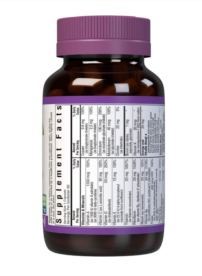 Bluebonnet Nutrition Maxi One (with Iron), Whole Food Multiple, Enzymes, Energy, Vitality, Gluten & Dairy & Soy Free, Kosher, Vegetarian Friendly, Non-GMO, 2 Month Supply, Beige, 60 Count  - Image 2