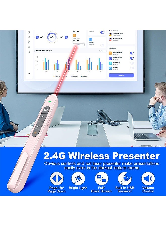Presentation Clicker for PowerPoint Presentations - 2.4GHz USB Wireless Presenter Remote with Volume Control, PowerPoint Clicker Slide Advancer for Mac, Windows, Laptop, Keynote (Pink) - Image 3