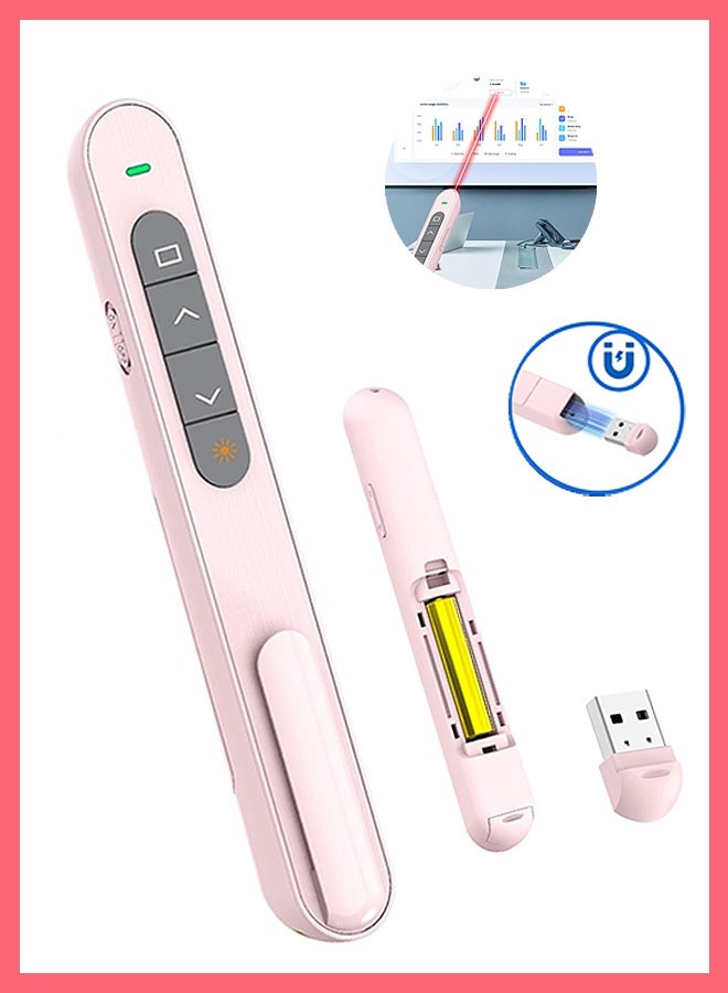 Presentation Clicker for PowerPoint Presentations - 2.4GHz USB Wireless Presenter Remote with Volume Control, PowerPoint Clicker Slide Advancer for Mac, Windows, Laptop, Keynote (Pink) - Image 1