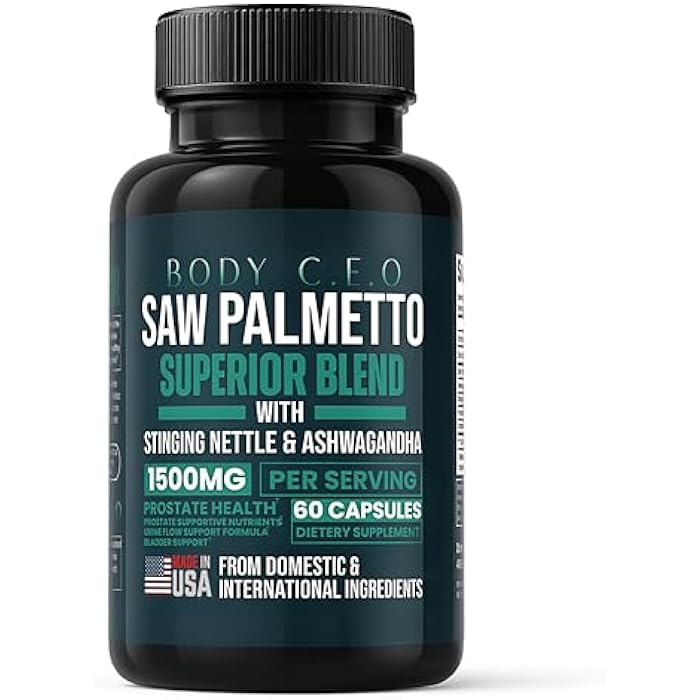Saw Palmetto for Men - Prostate Health & Urinary Support - Stinging Nettle, Ashwagandha, Lycopene - Support Healthy Bladder Flow & Prostate Function - 60 Capsules - Image 1