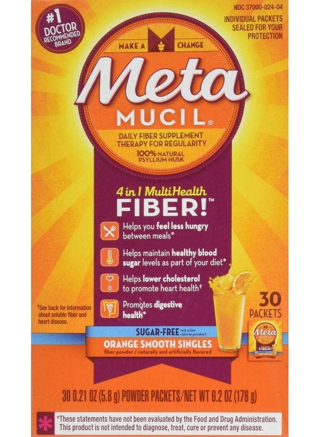 Metamucil أكياس ألياف متعددة الصحة بنكهة البرتقال خالية من السكر - 30 × 0.21 أونصة - Image 2