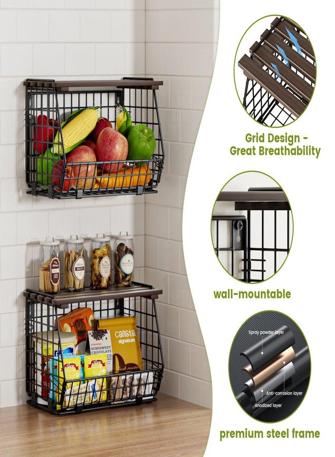 GGIU Wire Fruit Basket for Kitchen Storage: Hanging Wall Fruit Basket for Kitchen Stackable Counter Basket for Vegetable Produce - Counter Potato and Onion Storage for Pantry 3 Pack - Image 5