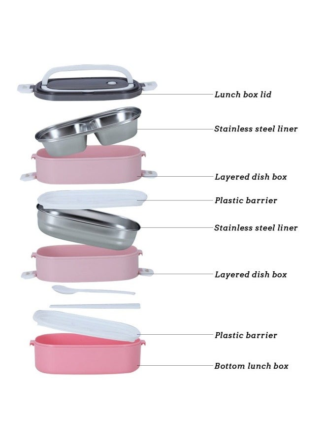 GGEROU - Bento Lunch Box with Bag Bento Box Adult Stainless Steel Lunch Box Food Container with Utensils and Handle Bento Box Adult Lunch Box Lunch Box for Kids and Adults - Image 1
