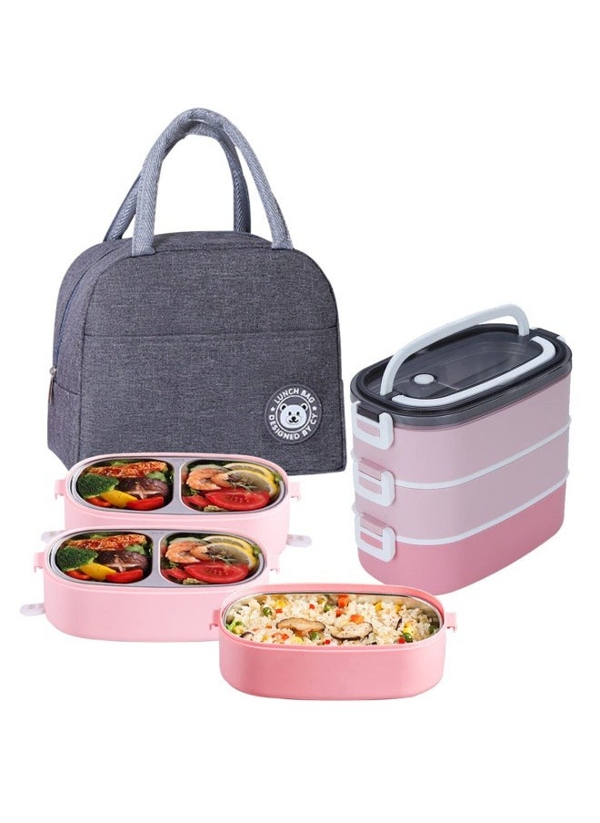 GGEROU - Bento Lunch Box with Bag Bento Box Adult Stainless Steel Lunch Box Food Container with Utensils and Handle Bento Box Adult Lunch Box Lunch Box for Kids and Adults - Image 1