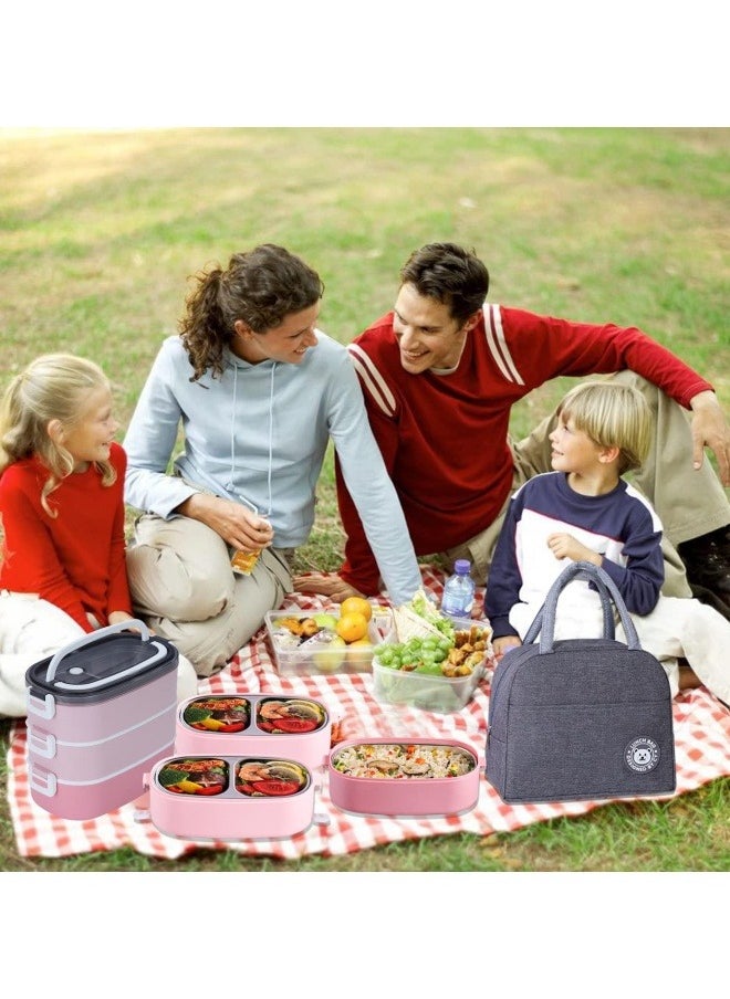 GGEROU - Bento Lunch Box with Bag Bento Box Adult Stainless Steel Lunch Box Food Container with Utensils and Handle Bento Box Adult Lunch Box Lunch Box for Kids and Adults - Image 1