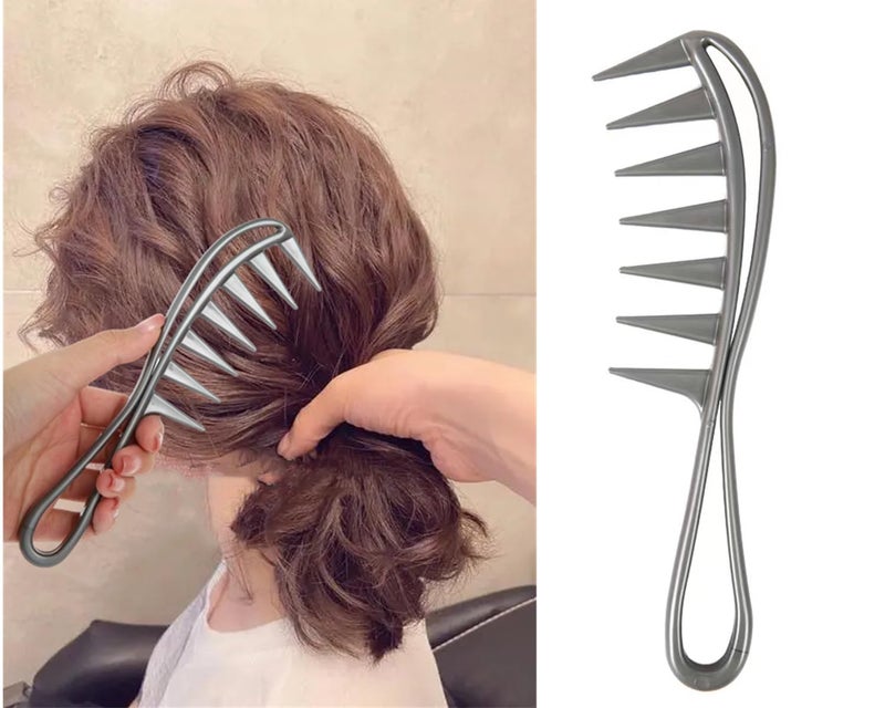 Dladhict 2Pcs Wide Tooth Comb for Wet Curly Wavy Thick Long Hair - Premium Plastic Grip for Wigs, Barber Salon - Large Shark Teeth Anti-Static Hair Combs for Men Women (Black, Grey) - Image 5
