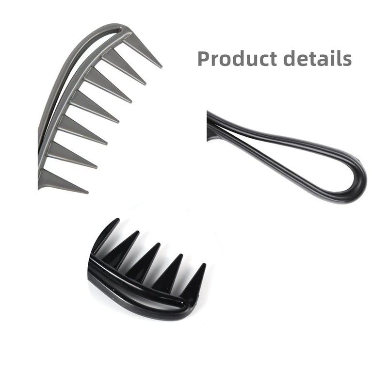 Dladhict 2Pcs Wide Tooth Comb for Wet Curly Wavy Thick Long Hair - Premium Plastic Grip for Wigs, Barber Salon - Large Shark Teeth Anti-Static Hair Combs for Men Women (Black, Grey) - Image 4