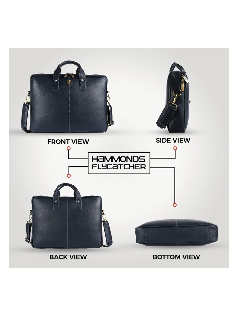 Hammonds Flycatcher  Leather Laptop Bag for Men - Office Bag, Royal Blue - Fits Up to 14/15.6 Inch Laptop/MacBook - Laptop Messenger Bags/Leather Bag for Men with Adjustable Shoulder Strap | LB106BU (1WS5)  | Best Price UAE