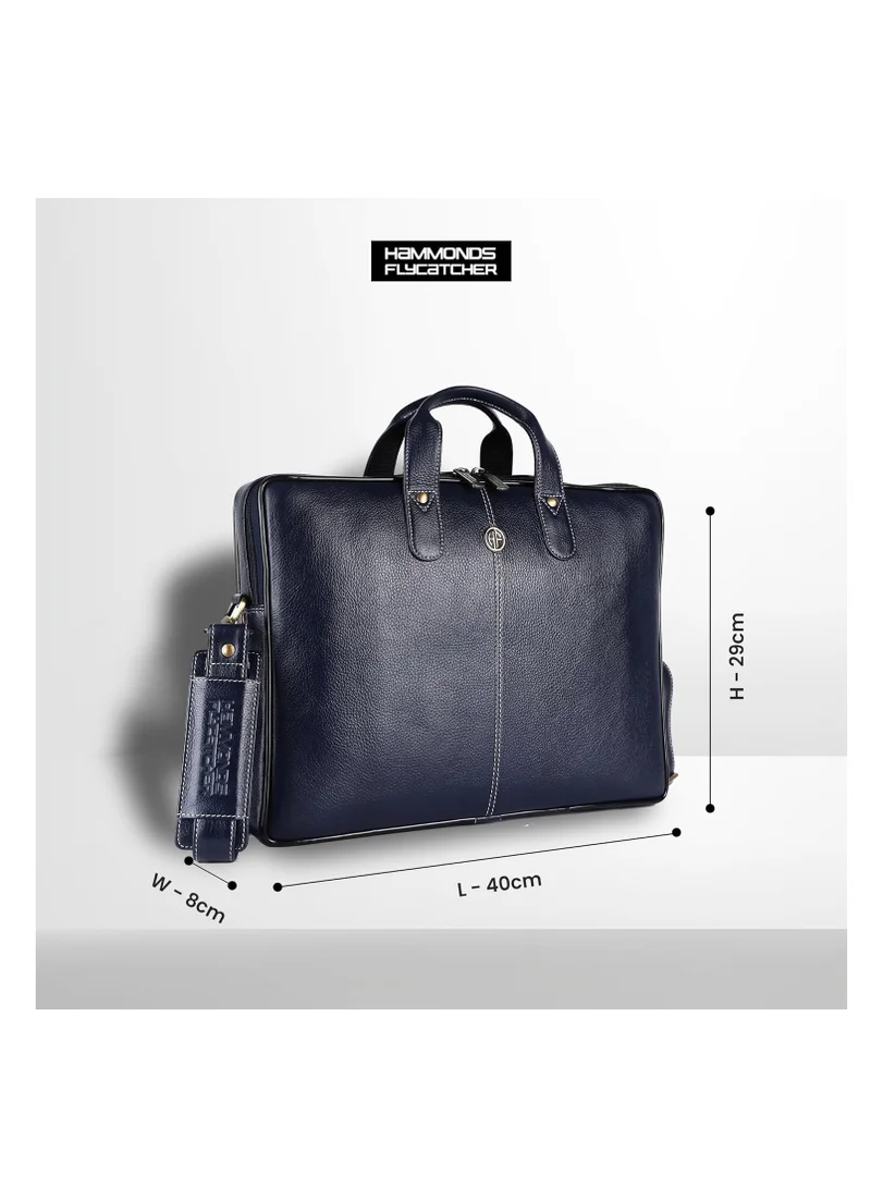 Hammonds Flycatcher  Leather Laptop Bag for Men - Office Bag, Royal Blue - Fits Up to 14/15.6 Inch Laptop/MacBook - Laptop Messenger Bags/Leather Bag for Men with Adjustable Shoulder Strap | LB106BU (1WS5)  | Best Price UAE