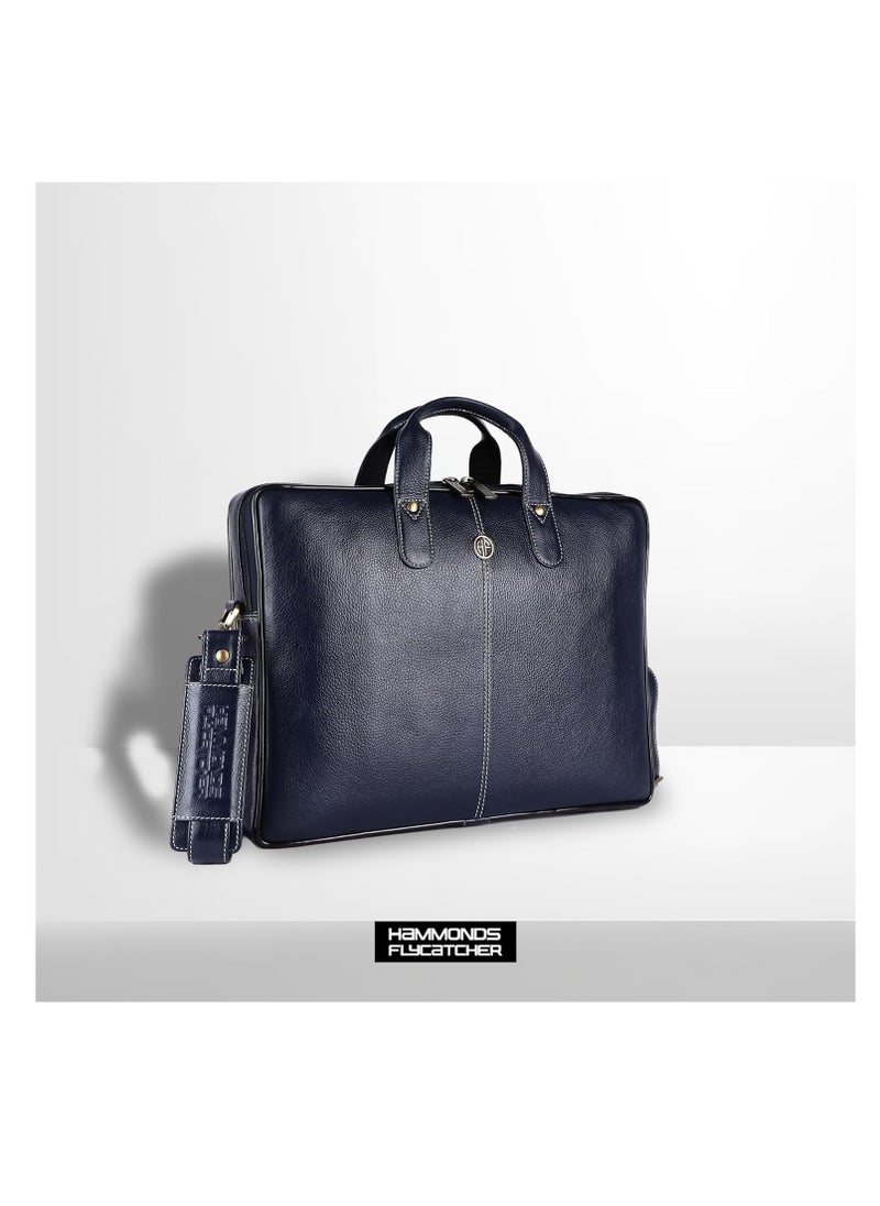 HAMMONDS FLYCATCHER Leather Laptop Bag for Men - Office Bag, Royal Blue - Fits Up to 14/15.6 Inch Laptop/MacBook - Laptop Messenger Bags/Leather Bag for Men with Adjustable Shoulder Strap | LB106BU (1WS5)  - Image 2